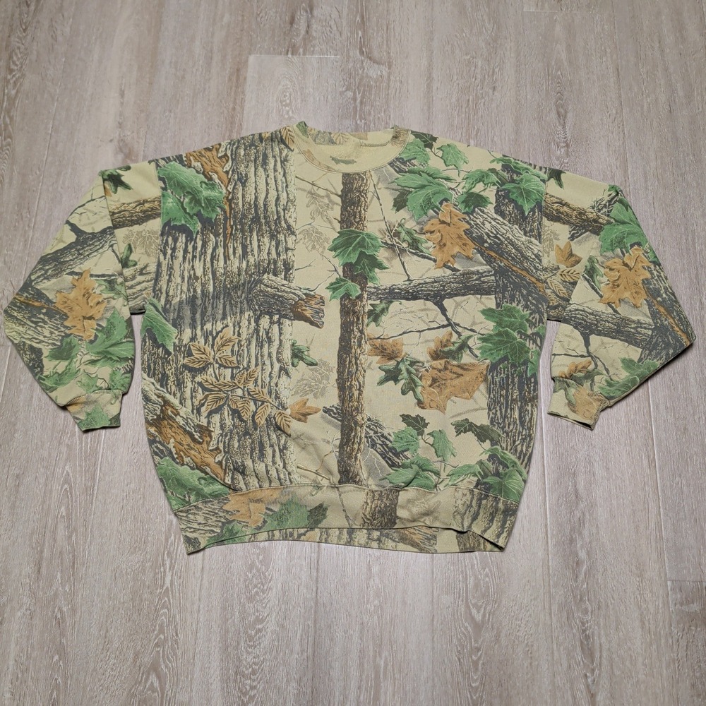 Vintage 90s Jerzees Realtree Camo‎ Sweatshirt Mens 2XL Crewneck Pullover USA